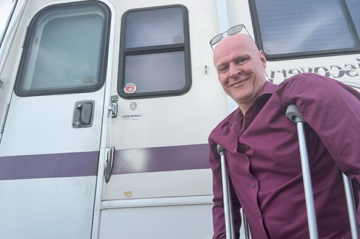 Willard Barth outside his RV